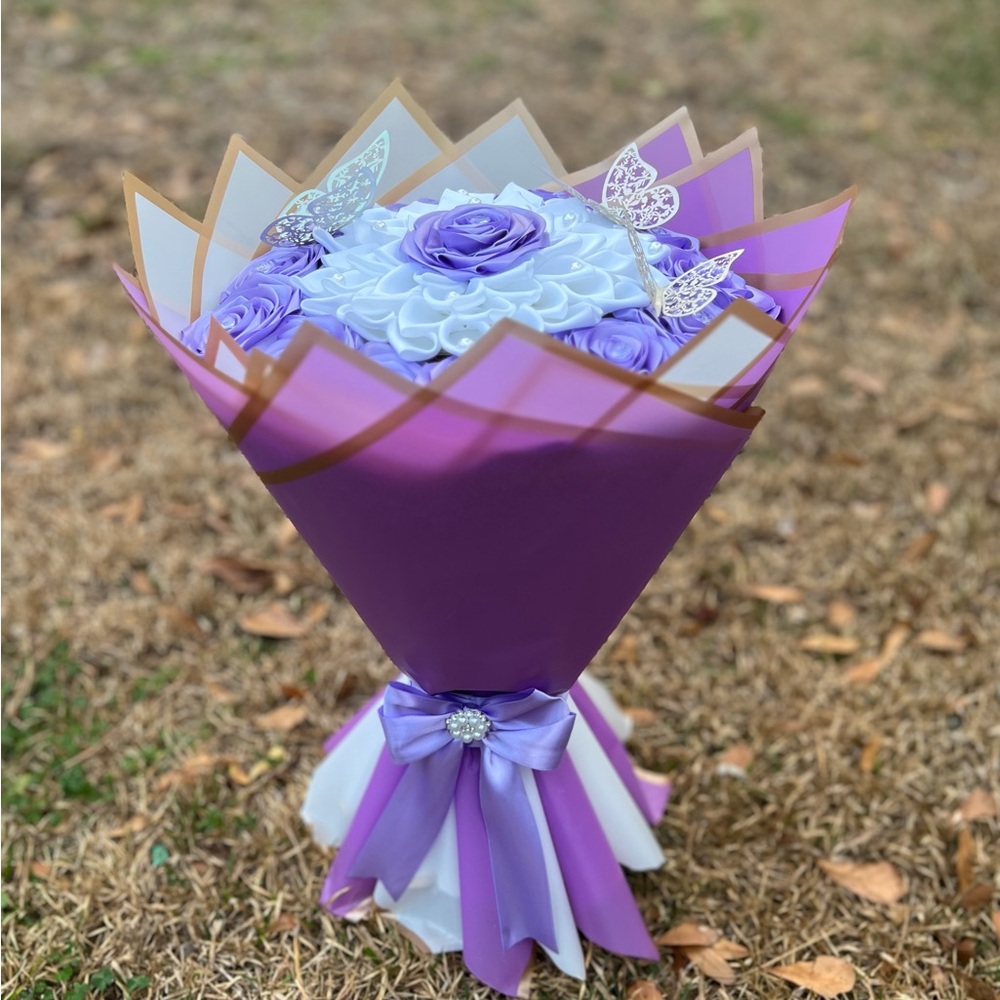 Elegant Purple and White Flower Bouquet